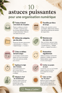 Femme utilisant un ordinateur pour organiser ses outils numériques.