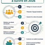 Un business plan bien structuré sur un bureau avec un ordinateur et des fournitures de bureau.