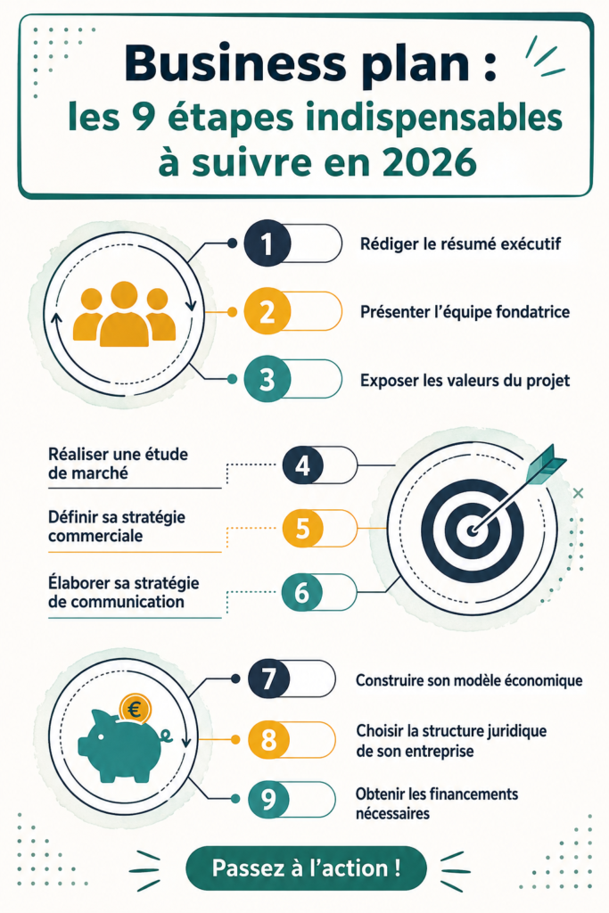 Un business plan bien structuré sur un bureau avec un ordinateur et des fournitures de bureau.