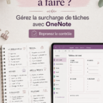 Femme utilisant OneNote sur un ordinateur pour gérer ses tâches