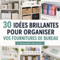 Bureau organisé avec des fournitures disposées de manière esthétique et fonctionnelle.