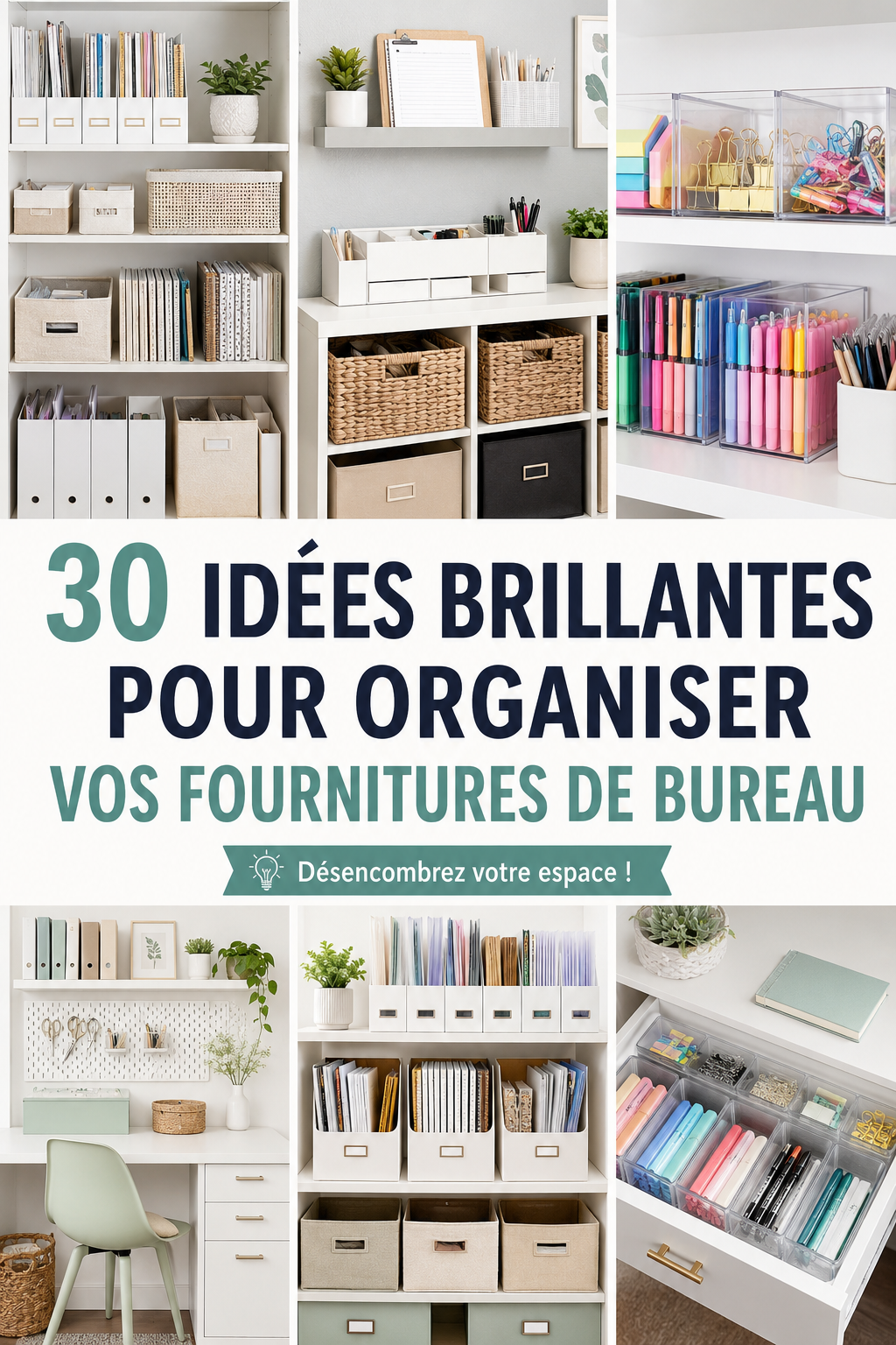 Bureau organisé avec des fournitures disposées de manière esthétique et fonctionnelle.