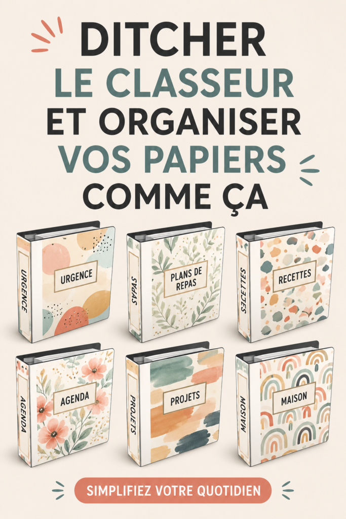 Un bureau organisé avec des documents rangés sans classeurs, illustrant une méthode d'organisation moderne.