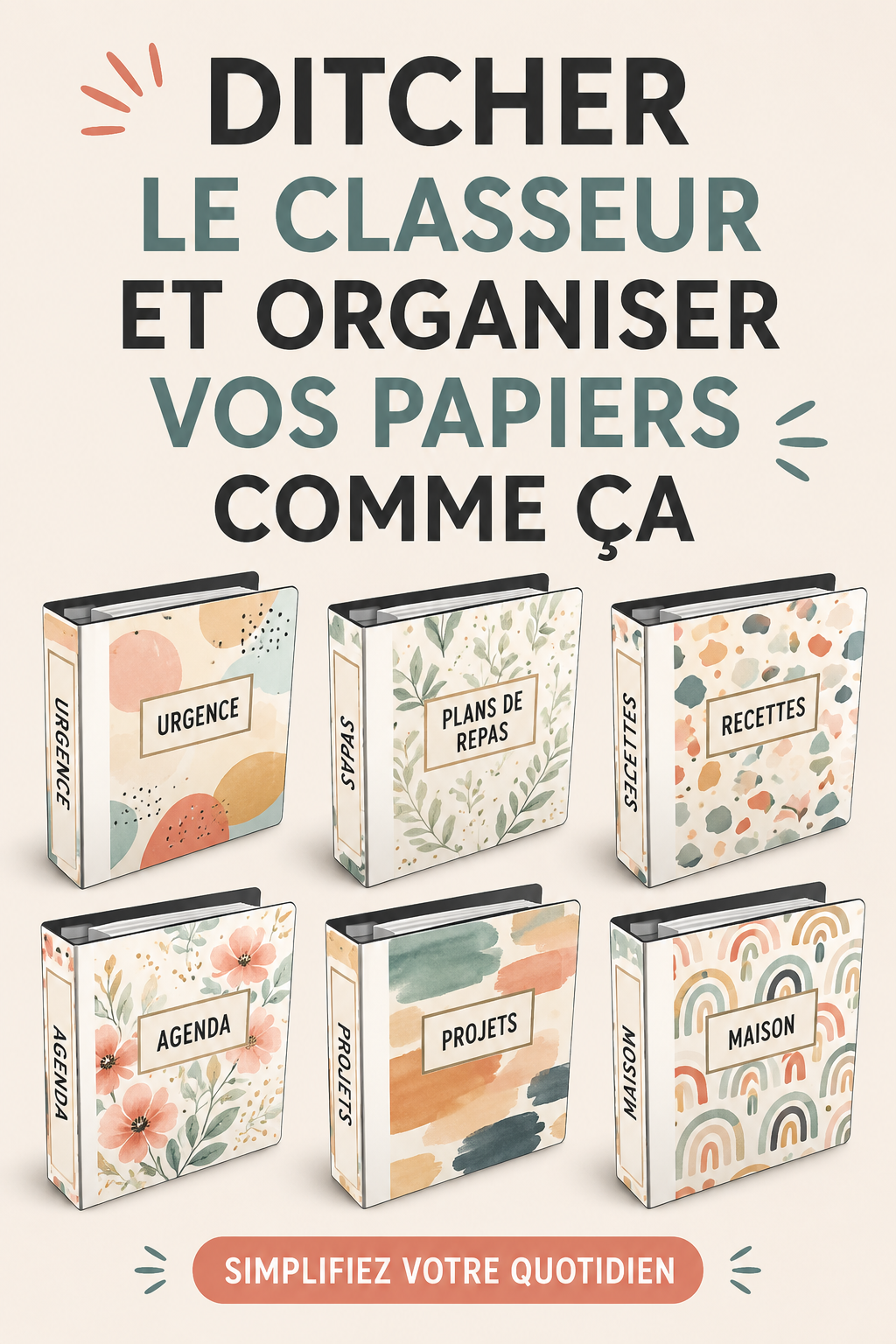 Un bureau organisé avec des documents rangés sans classeurs, illustrant une méthode d'organisation moderne.
