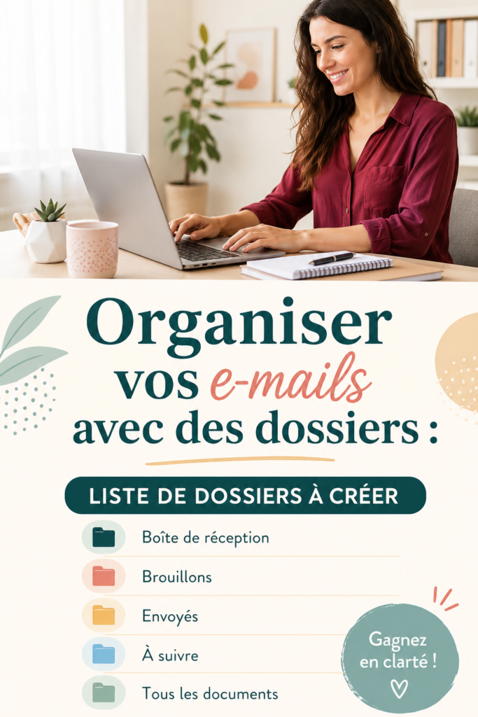 Femme en train de créer des dossiers dans sa boîte mail pour mieux s'organiser