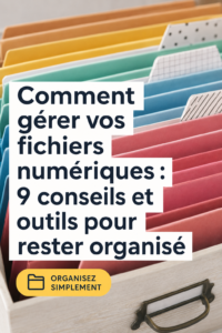 Femme utilisant un ordinateur portable pour organiser ses fichiers numériques.