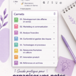 Capture d'écran de l'application OneNote avec une interface organisée