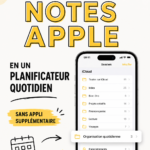 Capture d'écran d'Apple Notes avec un planificateur quotidien organisé.