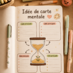 Une illustration de cartes mentales colorées, représentant des idées organisées de manière créative.
