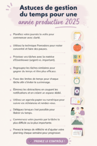 Femme souriante travaillant avec un calendrier, illustrant la gestion du temps
