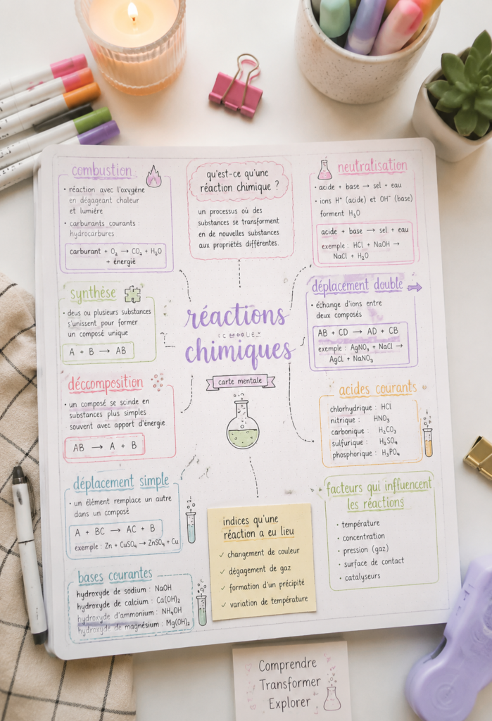 Un bullet journal ouvert avec des cartes mentales colorées et créatives pour l'organisation.