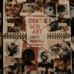 Une carte d'identité artistique avec des illustrations colorées, représentant divers styles et thèmes.