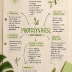 Illustration d'une carte mentale sur la photosynthèse, montrant les étapes et concepts clés de ce phénomène.