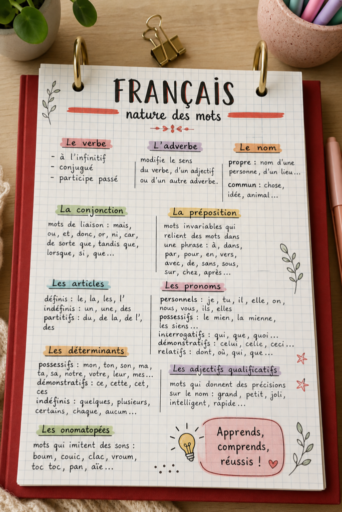 Une femme lisant un livre de français, entourée d'objets culturels français.