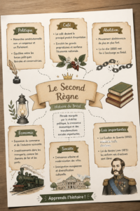Mapa Mental représentant les événements et personnages du Segundo Reinado au Brésil.