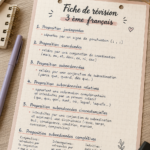 Fiche de révision sur le français pour la classe de 3ème, présentant des conseils pratiques et des astuces.