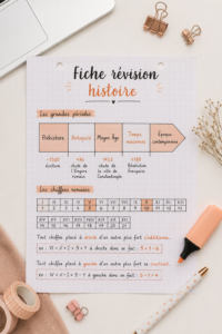 Fiche de révision d'histoire pour le Brevet avec des repères essentiels.