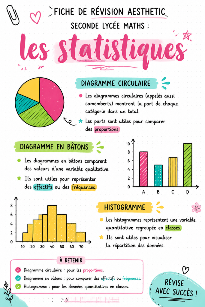 Fiche de révision en mathématiques sur les statistiques pour lycéens