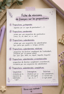 Fiches de révisions sur les propositions en français