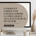 Capture d'écran d'une boîte de réception Outlook organisée avec des emails bien classés et des raccourcis affichés.