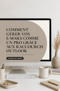 Capture d'écran d'une boîte de réception Outlook organisée avec des emails bien classés et des raccourcis affichés.