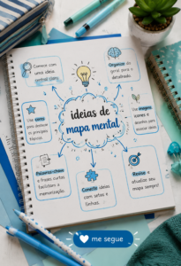 Carte mentale illustrée avec des idées colorées et des branches organisées.