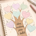 Un bullet journal ouvert avec des pages colorées et des doodles inspirants.