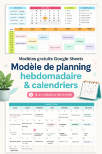 Capture d'écran d'un modèle de planning hebdomadaire sur Google Sheets