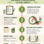 Un minuteur Pomodoro devant un bureau bien organisé, symbolisant la gestion du temps et la productivité.