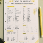 Une fiche de vocabulaire anglais avec des mots de base pour apprendre facilement.