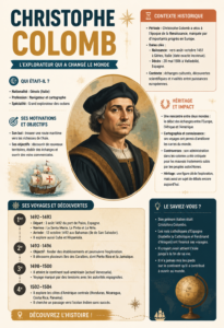 Infographie illustrant la vie de Christophe Colomb