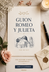 Citation romantique de Roméo et Juliette sur un fond doux et poétique.