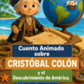 Illustration de Cristóbal Colomb sur son navire, explorant l'Atlantique.