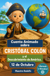 Illustration de Cristóbal Colomb sur son navire, explorant l'Atlantique.