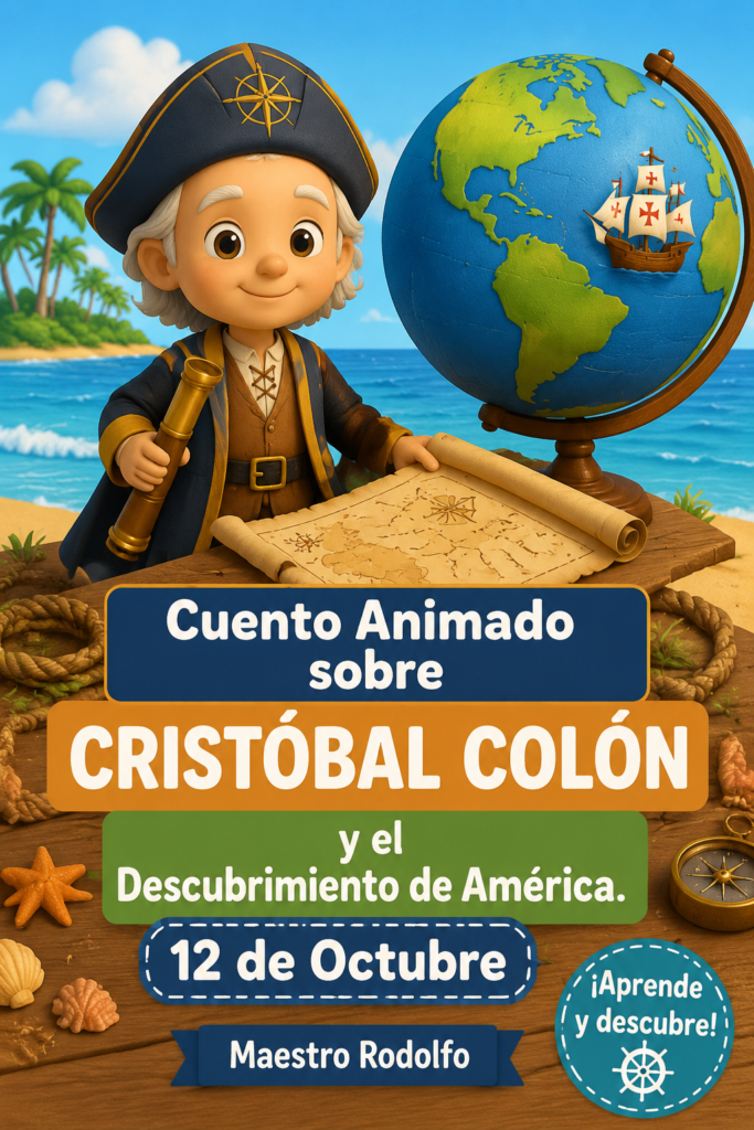 Illustration de Cristóbal Colomb sur son navire, explorant l'Atlantique.