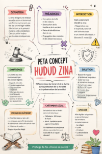 Illustration symbolisant le concept de Hudud Zina, représentant la loi islamique.
