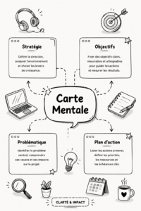 Exemple de carte mentale en noir et gris
