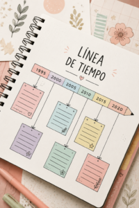 Visuel d'une ligne du temps facilitant l'organisation de projets