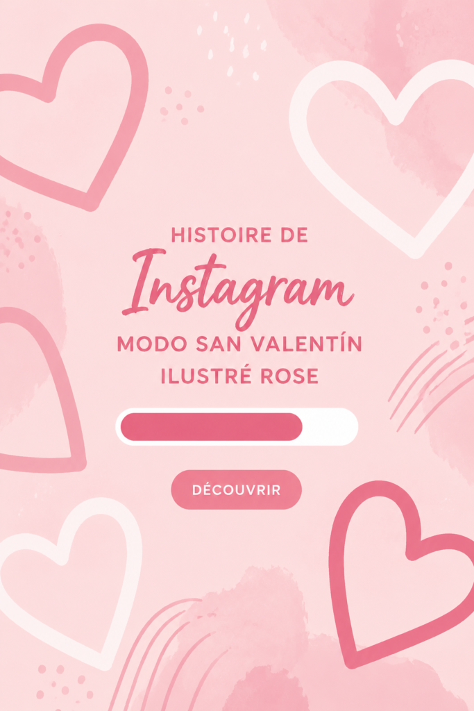 Visuel d'histoires Instagram créées avec Canva pour la Saint-Valentin, avec des éléments graphiques romantiques.