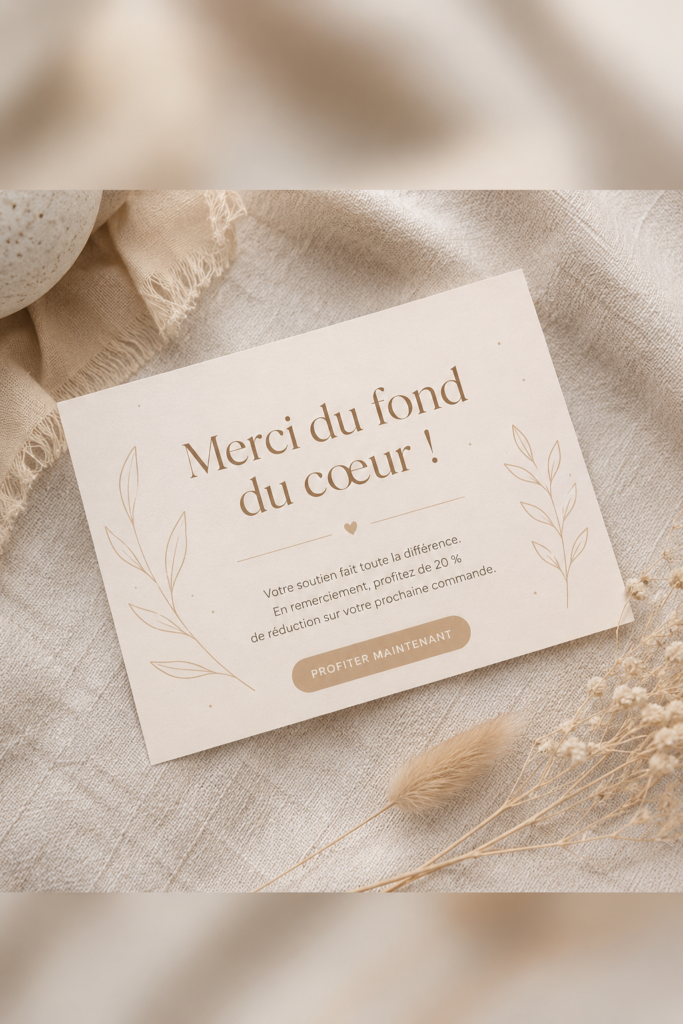 Une carte de remerciement colorée avec des décorations florales.