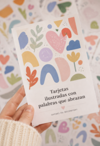 Image de cartes illustrées avec des messages réconfortants et des illustrations colorées