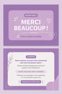Carte de remerciement personnalisée sur fond pastel