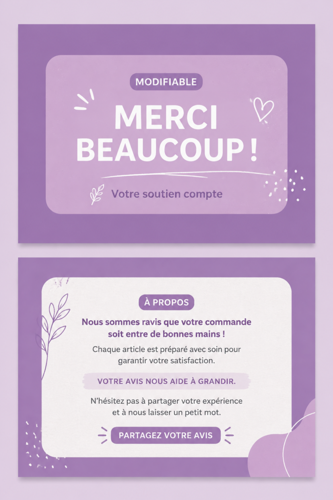 Carte de remerciement personnalisée sur fond pastel
