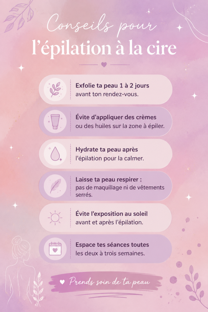 Femme appliquant de la cire pour dépilation avec un sourir de satisfaction
