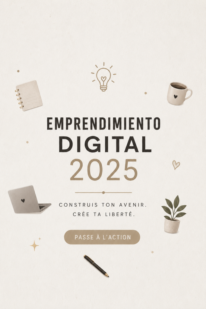 Femme entrepreneure travaillant sur son projet digital en 2025.
