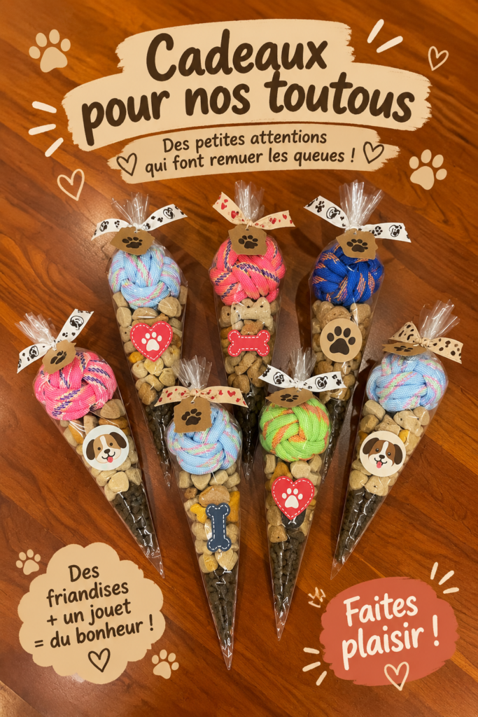 Chien heureux avec un cadeau de fête