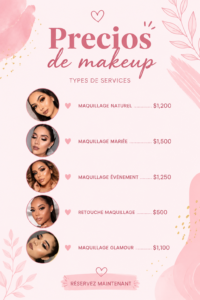 Produits de maquillage avec étiquettes de prix visibles