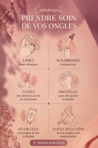 Femme prenant soin de ses ongles avec des produits de beauté