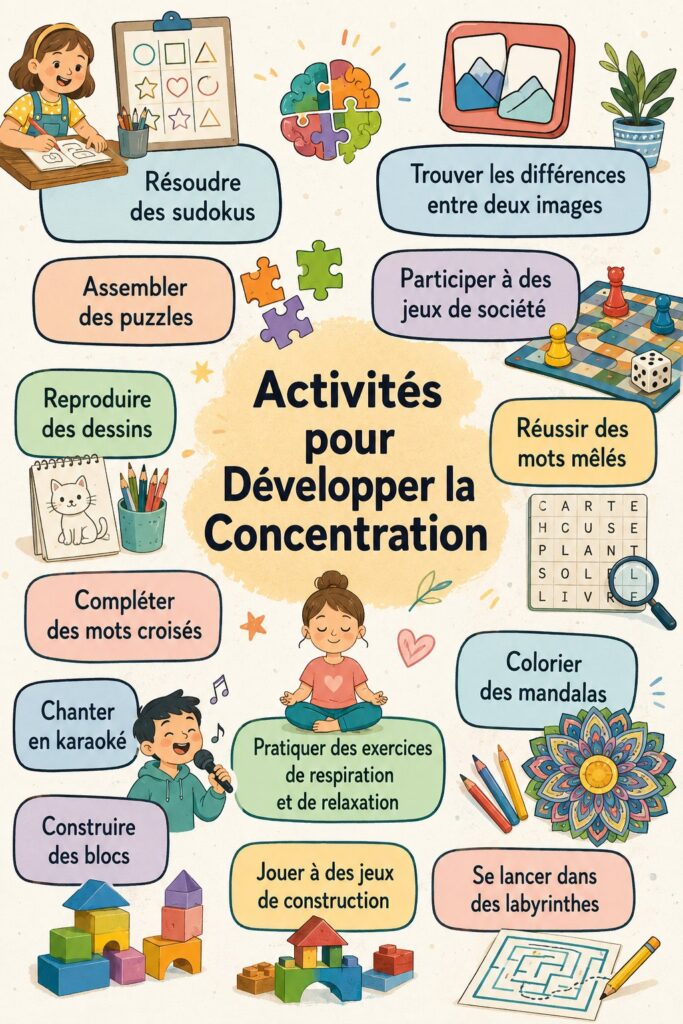 Femme concentrée sur son travail avec des activités organisées autour d'elle