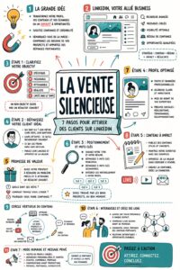 Femme souriante travaillant sur son profil LinkedIn pour attirer de nouveaux clients.